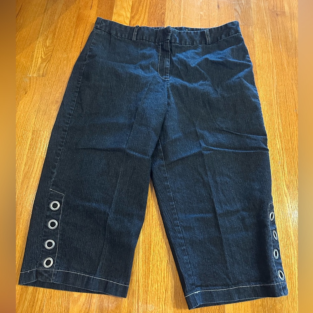 Westport Dark Indigo Denim Capris with Silver Hardware